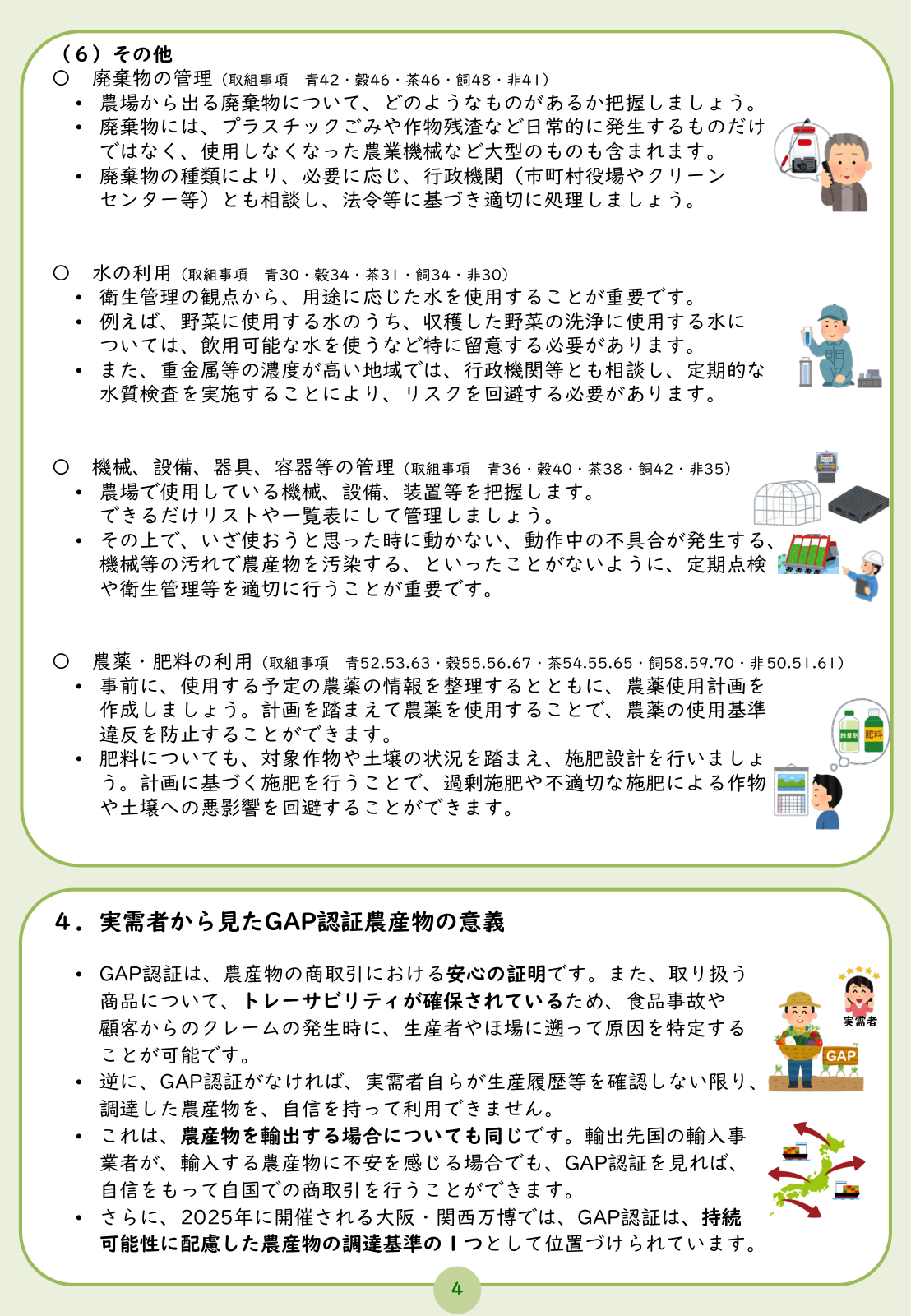 国際水準GAPに取り組む3ステップ。TRY-GAP!!の案内、ガイドラインの6区分表、指導員への相談。