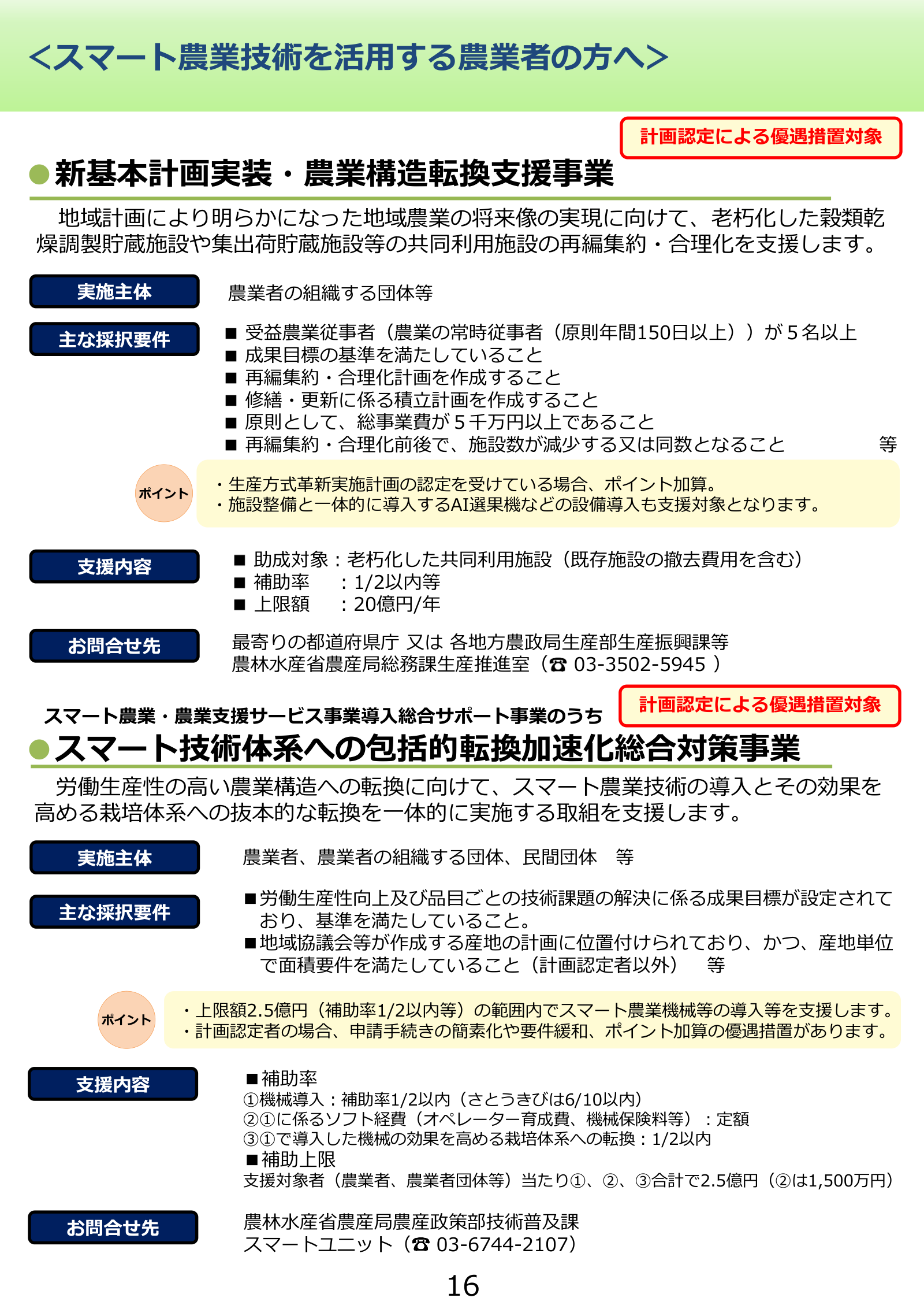 老朽化した共同利用施設の再編集約・合理化を支援する農業構造転換支援事業（補助率1/2以内）の概要を示した農林水産省資料。