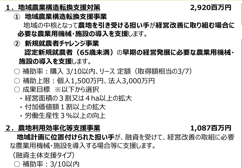 二つの主要事業の予算と条件の整理図